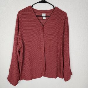EILEEN FISHER Vintage 1 Button Burgundy Blouse M